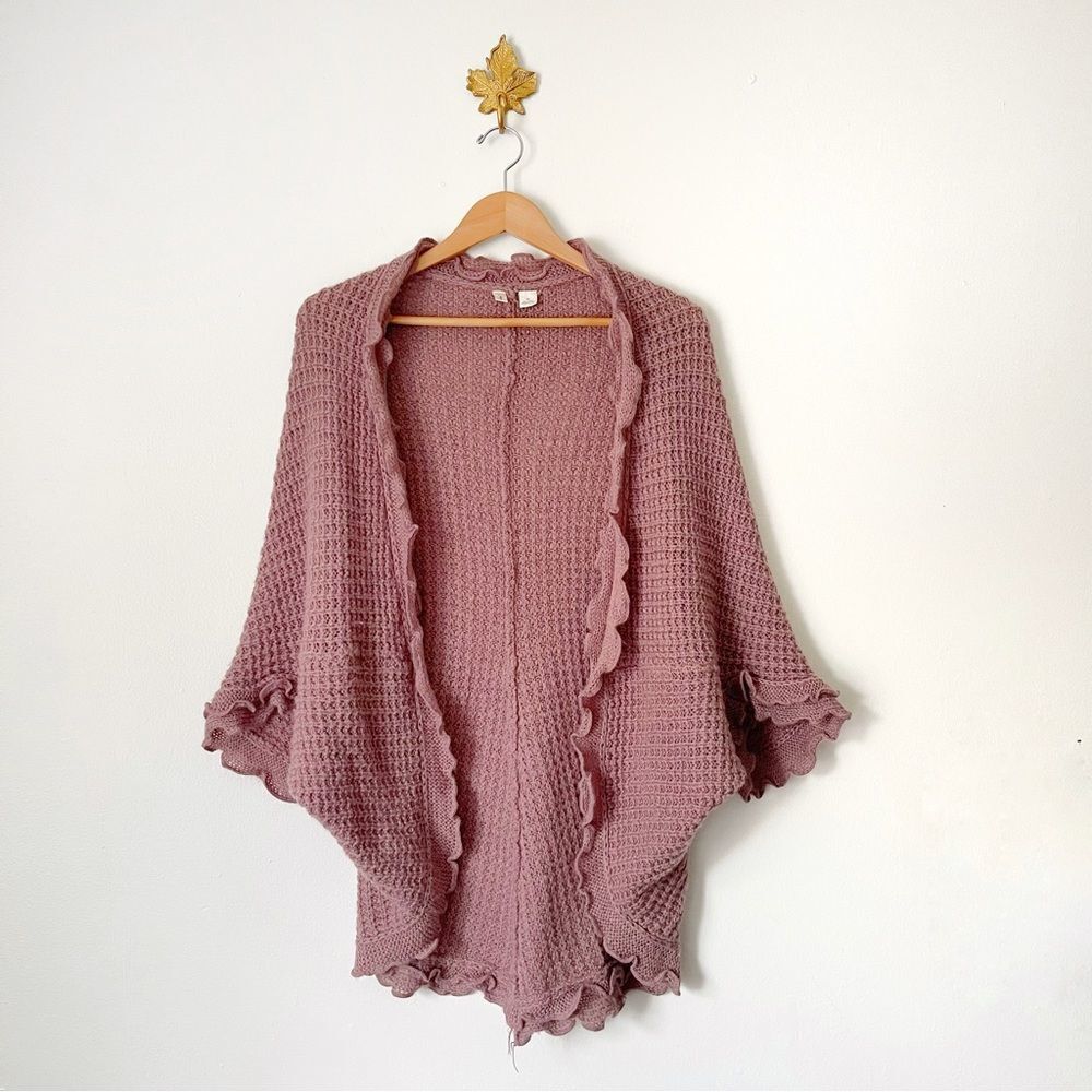 Anthropologie Moth Rocia Purple waffle knit open cardigan preowned XS